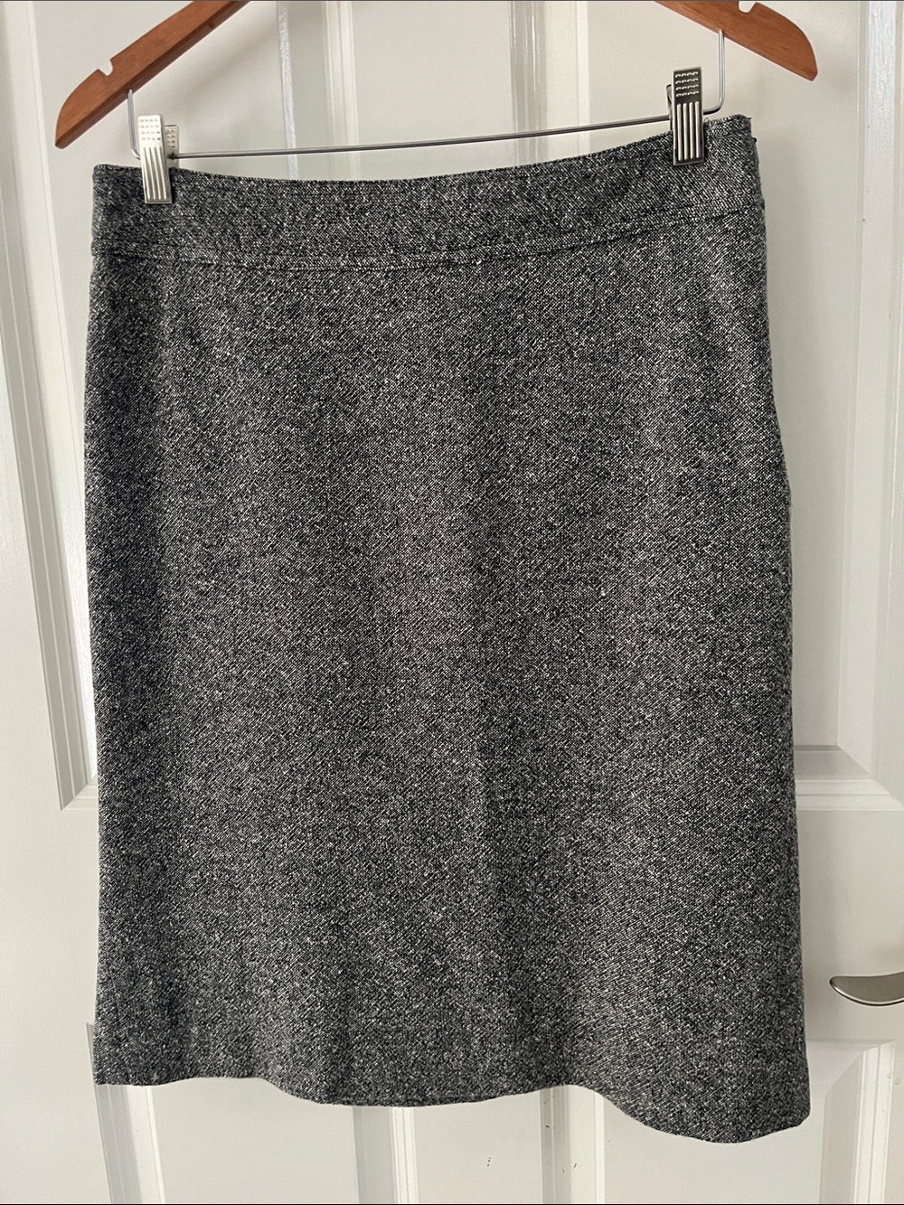 GAP Y2K Wool Silk Tweed High Waisted Career Academia‎ Pencil Skirt 6 Gray, knee
